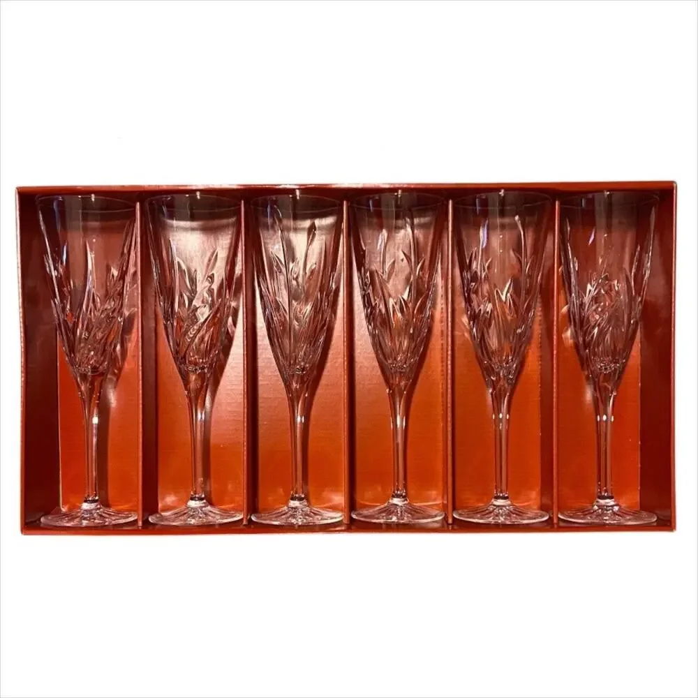 Set of 6 Vintage Collections Cristal d'Arques Durand Champagne Flutes Glasses